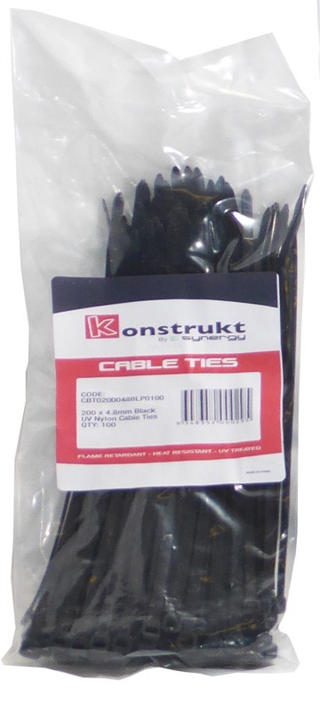 CABLE TIE 100 X 2.5MM - PKT OF 100 ( BLACK) 